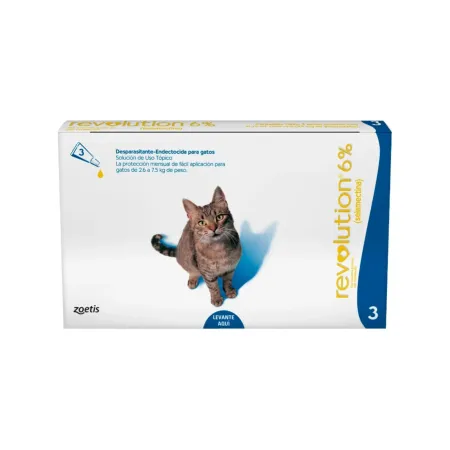 ZOETIS ZOETIS REVOLUTION 6% PARA GATITOS DE 2.6 A 7.5 KG 03 PIPETAS (AZUL) | Maskotas.pe