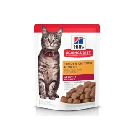 Hills Science Diet Feline Adult Tender Chicken Dinner alimento húmedo en sobre para gatos