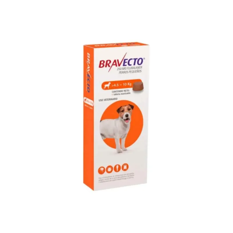 Bravecto 250mg comprimido masticable antipulgas garrapatas para perros 4.5-10 kg