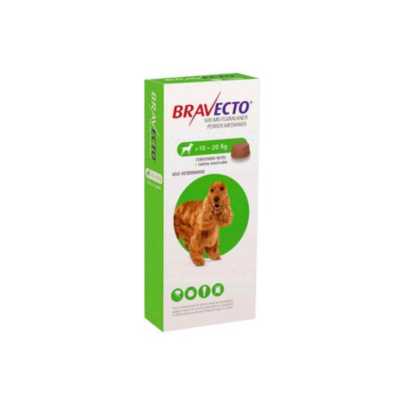 Bravecto 500mg comprimido masticable antipulgas garrapatas para perros 10-20 kg
