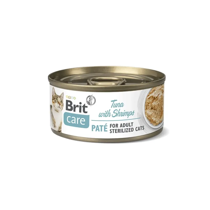 Brit Care Cat Sterilized Tuna Pate with Shrimps paté húmedo para gatos esterilizados