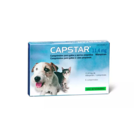 Capstar 11.4 mg tabletas antipulgas acción rápida para perros y gatos 1-11 kg