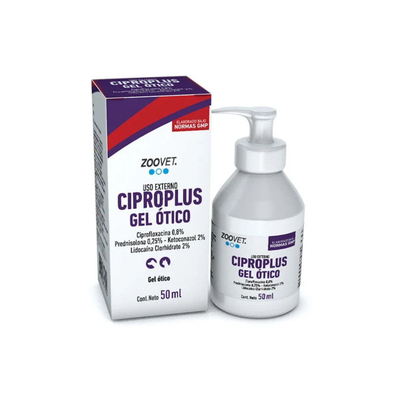 Ciproplus Gel Ótico antibiótico antiinflamatorio para otitis en perros y gatos