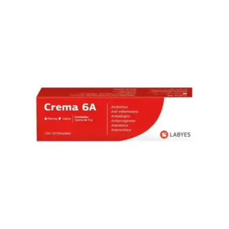 Crema 6A dermatológica antiinflamatoria antibiótica para perros y gatos