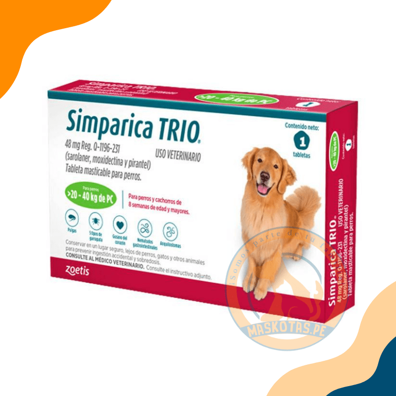 SIMPARICA TRIO X 1TAB (20.1 A 40 KG)