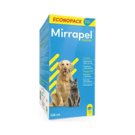 Mirrapel Oleoso suplemento de omega para piel y pelaje de perros y gatos