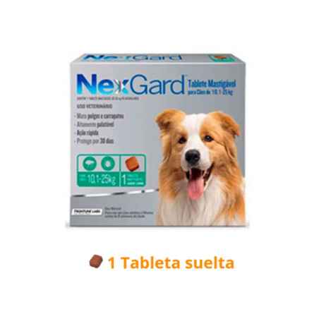 NexGard comprimido masticable antipulgas garrapatas para perros 10.1-25 kg