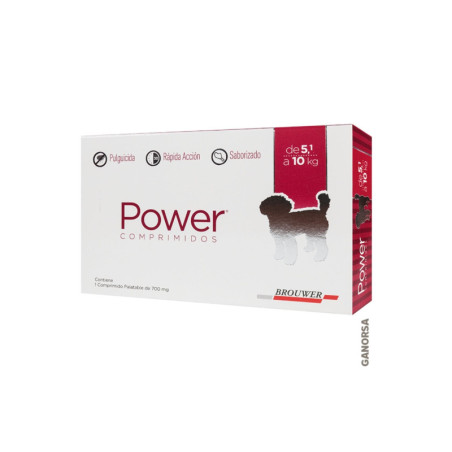 Power comprimido antiparasitario para perros 5.1-10kg