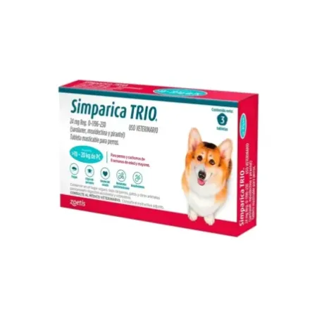 Simparica Trio antiparasitario masticable para perros 10.1-20kg