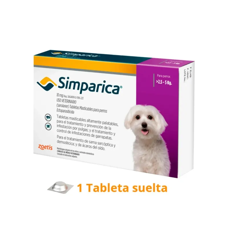 Simparica comprimido antipulgas garrapatas para perros 2.5-5kg