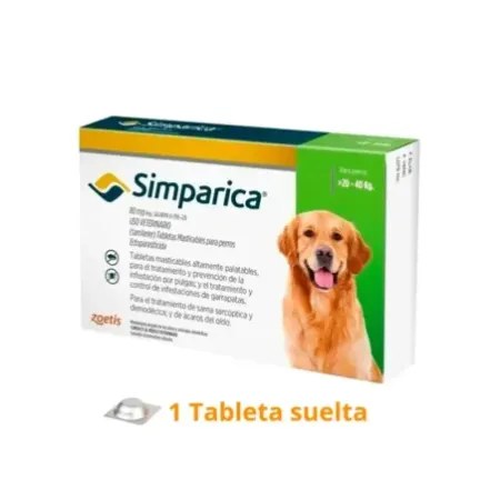 Simparica comprimido antipulgas garrapatas para perros 20-40kg