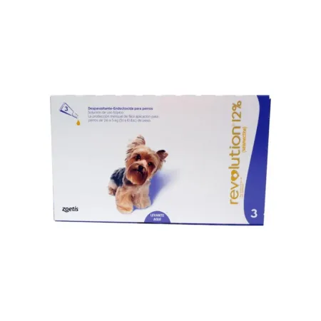 ZOETIS ZOETIS REVOLUTION 12% PARA PERRITOS DE 2.6 A 5 KG 03 PIPETAS (AZUL) | Maskotas.pe
