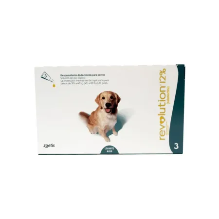 ZOETIS ZOETIS REVOLUTION 12% PARA PERRITOS DE 20.1 A 40 KG 03 PIPETAS (VERDE) | Maskotas.pe