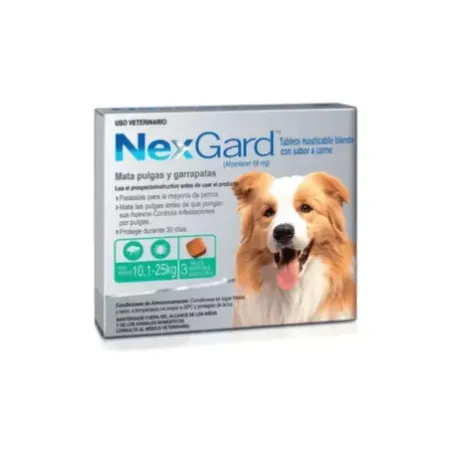 NexGard comprimido masticable antipulgas garrapatas para perros 10.1-25 kg