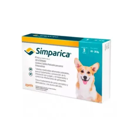 Simparica comprimido antipulgas garrapatas para perros 10-20kg