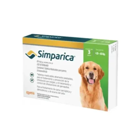 Simparica comprimido antipulgas garrapatas para perros 20-40kg